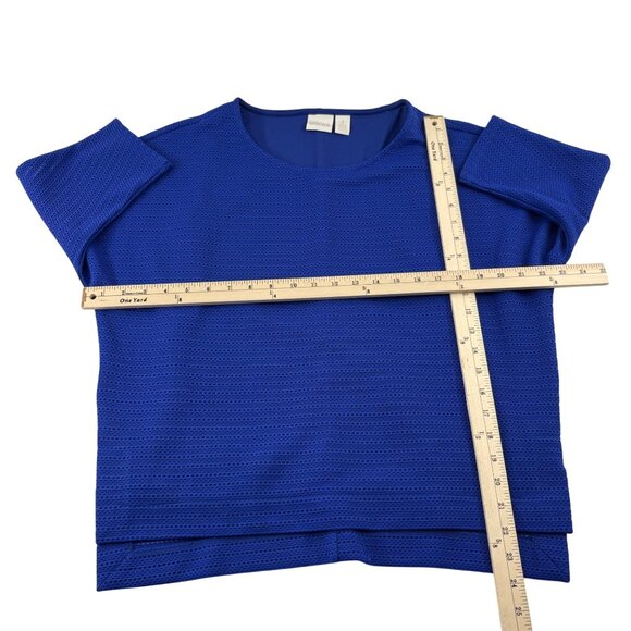 Chicos Women's Blue Textured Top Size 1 Small Polyester/Spandex - Picture 4 of 5